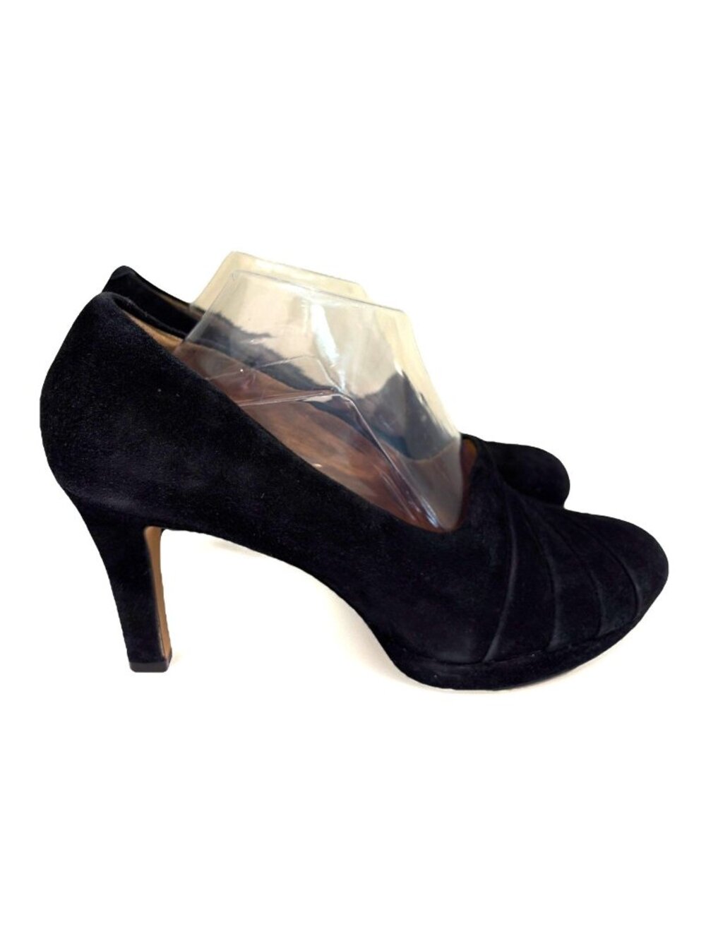 Clarks Artisan Suede Platform Pumps Heels Women's 11M Black Pleated Delsie Joy
